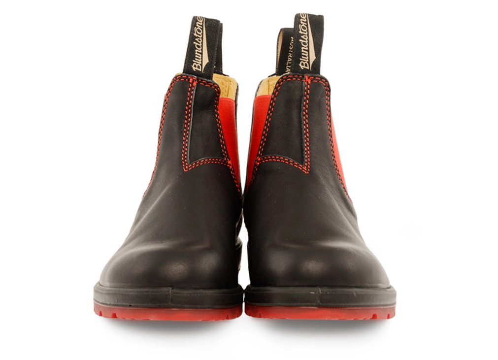 Blundstone 1316 i sort læder med rød og elastik